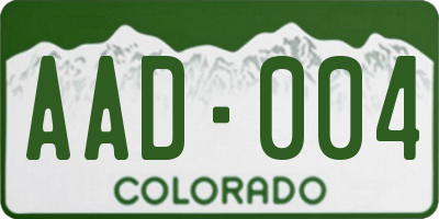 CO license plate AAD004