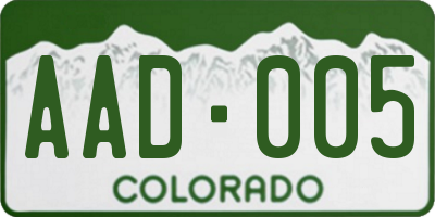 CO license plate AAD005