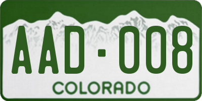 CO license plate AAD008