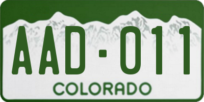 CO license plate AAD011