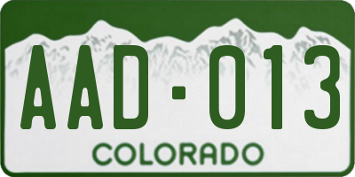 CO license plate AAD013