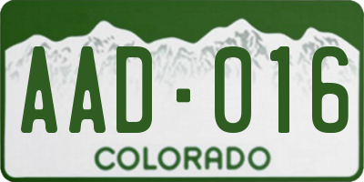 CO license plate AAD016