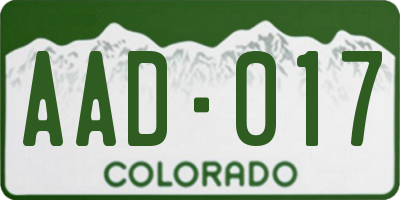 CO license plate AAD017