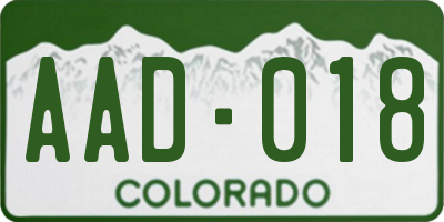 CO license plate AAD018