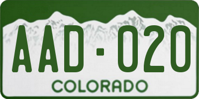 CO license plate AAD020