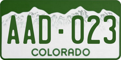 CO license plate AAD023