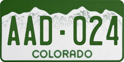 CO license plate AAD024