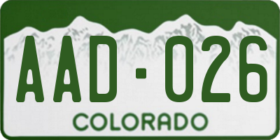 CO license plate AAD026