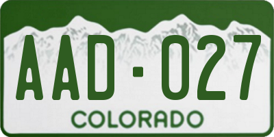 CO license plate AAD027