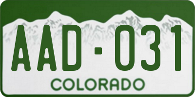 CO license plate AAD031