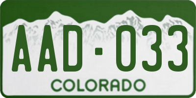 CO license plate AAD033