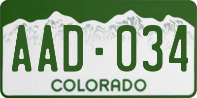 CO license plate AAD034