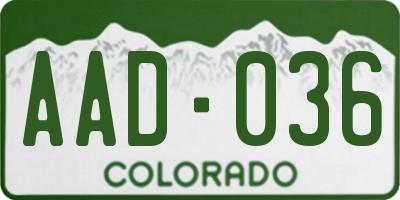 CO license plate AAD036