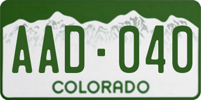 CO license plate AAD040