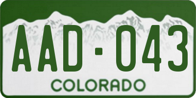 CO license plate AAD043