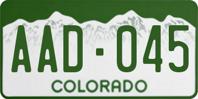 CO license plate AAD045