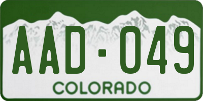 CO license plate AAD049