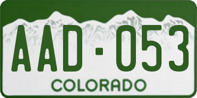 CO license plate AAD053