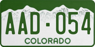 CO license plate AAD054
