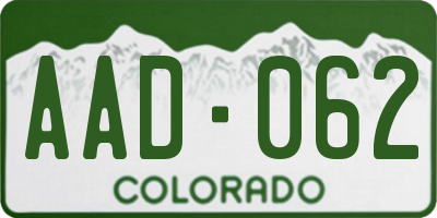 CO license plate AAD062