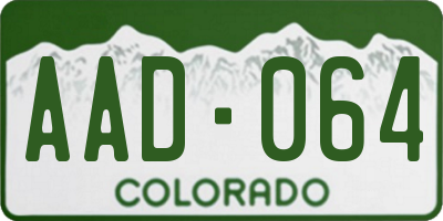 CO license plate AAD064