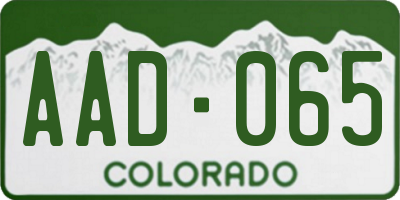 CO license plate AAD065