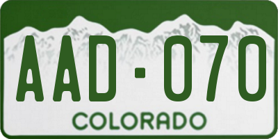 CO license plate AAD070
