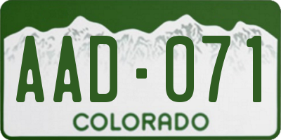 CO license plate AAD071