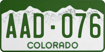 CO license plate AAD076