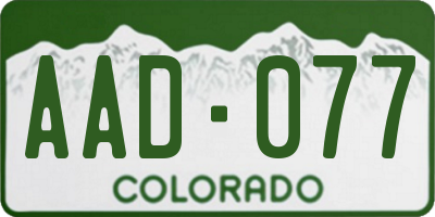 CO license plate AAD077