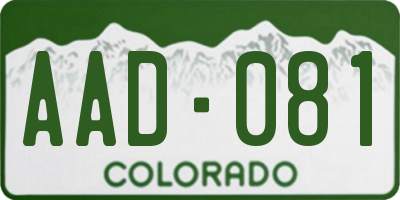 CO license plate AAD081