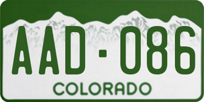 CO license plate AAD086