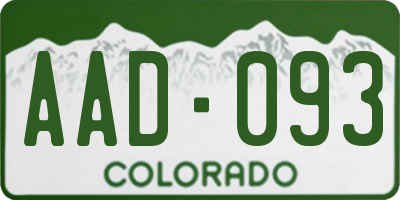 CO license plate AAD093