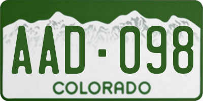 CO license plate AAD098