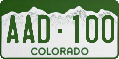CO license plate AAD100