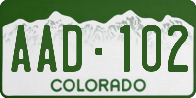 CO license plate AAD102