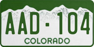 CO license plate AAD104