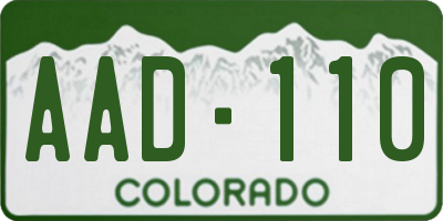 CO license plate AAD110