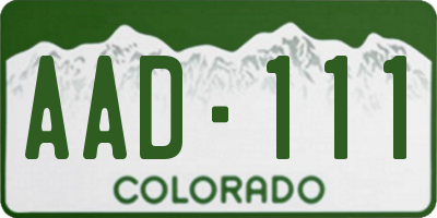 CO license plate AAD111