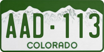 CO license plate AAD113