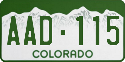 CO license plate AAD115