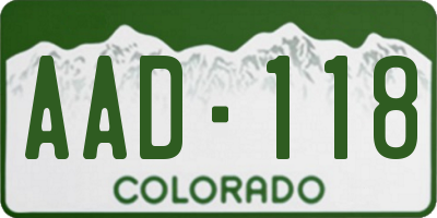 CO license plate AAD118