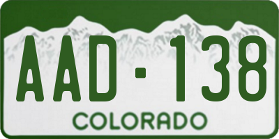 CO license plate AAD138