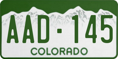 CO license plate AAD145