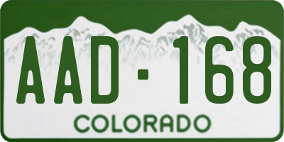 CO license plate AAD168