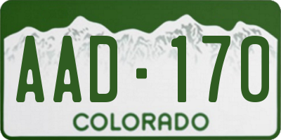 CO license plate AAD170