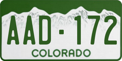 CO license plate AAD172