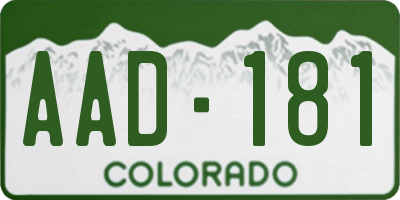 CO license plate AAD181