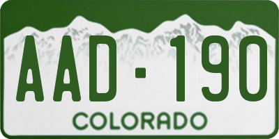 CO license plate AAD190
