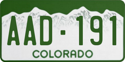 CO license plate AAD191